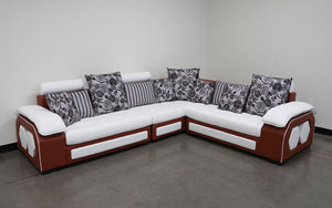 Selena Modular Compact Sectional StyleA(White&Brown)