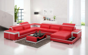 Perrault Leather Sectional with Adjustable Headrest