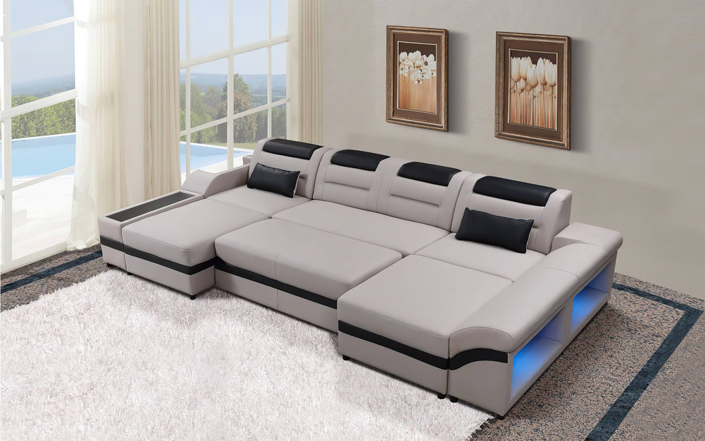 Venus Modern Leather Sectional with LED Light
