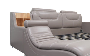 Giamo Leather Bed with Chaise and Storage