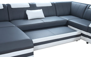 Comet Modern Leather Sectional with LED Light