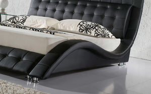 Odin Curved Modern Leather Platform Bed