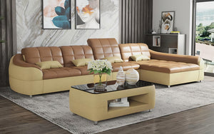 Aumin Small Leather Sectional with Chaise