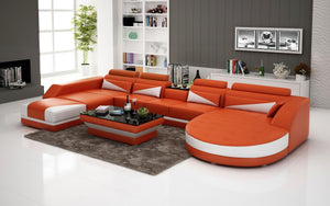 Lilo Leather Sectional with Shape Chaise