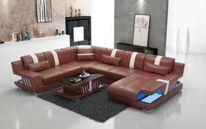 Yuli Modern U Shape Leather Sectional