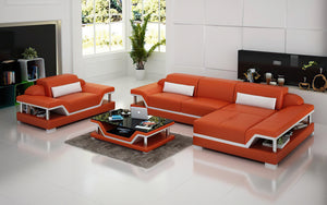 Taliya Mini Modern Leather Sectional with Chaise