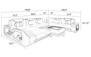 Sahara Modern Leather Sectional with LED Light