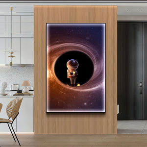 Futuristic Wall Art Cute Astronaut Pick Up Stars