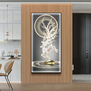 Futuristic Wall Art Moonlight Dancing Deer II