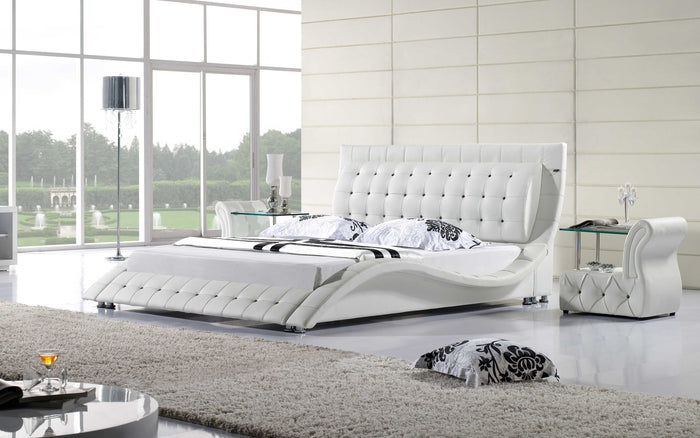 Odin Curved Modern Leather Platform Bed