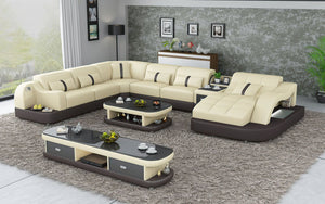 Reversible Corner Leather Sectional with LED Light