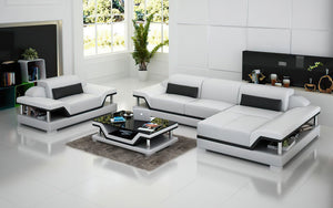 Taliya Mini Modern Leather Sectional with Chaise