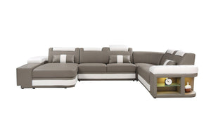 Angelas Modern Leather Sectional with LED Light