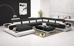 Mirak Modern U-Shape Leather Sectional