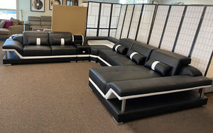 Bewley Modern Leather Sectional With Storage