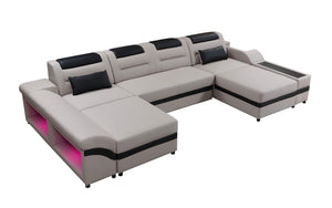 Venus Modern Leather Sectional with USB Port