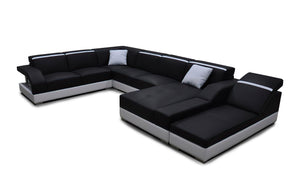 Sadie Modern U-Shape Leather Sectional with Side Chaise