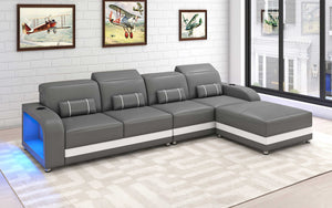 Ronan Modern Sectional with LED, Black. Jubilee Furniture