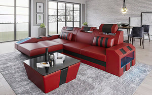 Cosmo Small Modern Leather Sectional with LED