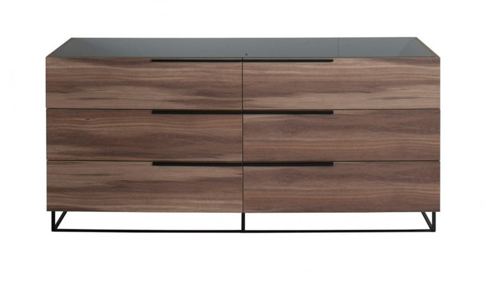 Marilin Italian Modern Walnut Dresser&Mirror