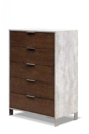 Camona Modern Dark Walnut & Faux Concrete Chest