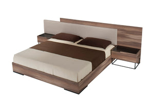 Marilin Italian Modern Walnut & Fabric Bed