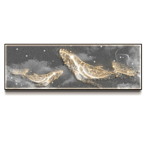 Futuristic Wall Art Whales Jumping III