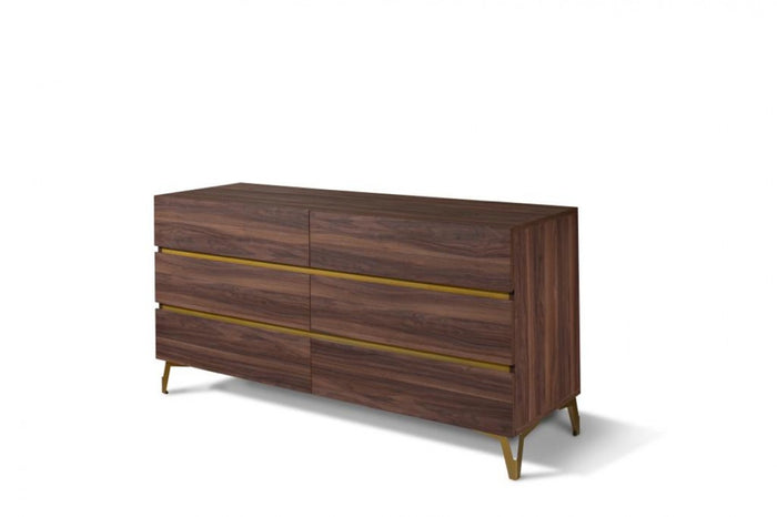 Camlo Modern Walnut & Green Velvet Dresser&Mirror