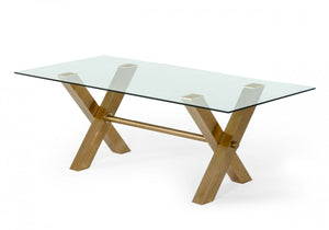 Modrest Marlon Golden & Glass Dining Table