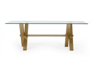 Modrest Marlon Golden & Glass Dining Table