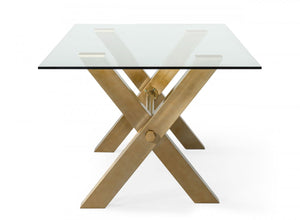 Modrest Marlon Golden & Glass Dining Table