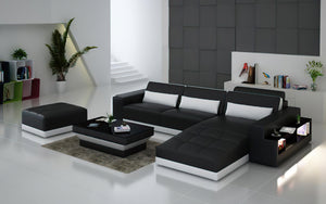 Silian Leather Sectional with Storage & LED Light