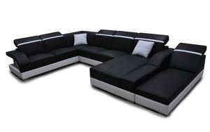 Sadie Modern U-Shape Leather Sectional with Side Chaise