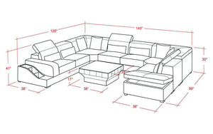 Charlotte Leather Sectional with Pop-Up Storage