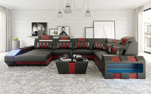 Cosmo Modern Leather Sectional with LED