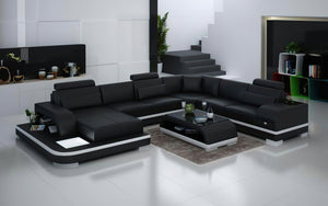 Everly Leather Sectional with LED Lights