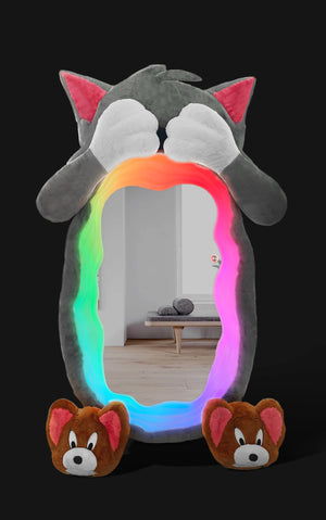 Futuristic Grey Cat Mirror