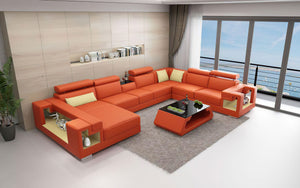 Moore Leather Sectional with Storage