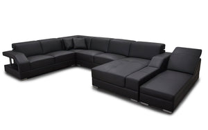 Sadie Modern U-Shape Leather Sectional with Side Chaise