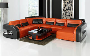 Hennessey Modern U-Shape Leather Sectional