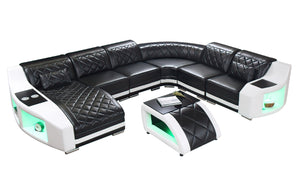 Saturn Modern Leather Sectional with Shaped Chaise