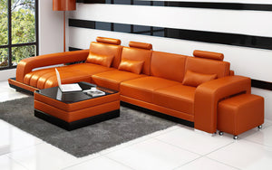 Heather Small Modern Leather Sectional with Chaise