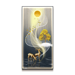 Futuristic Wall Art Fantasy Elk during a Full Moon