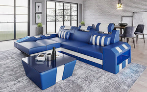 Cosmo Small Modern Leather Sectional with LED