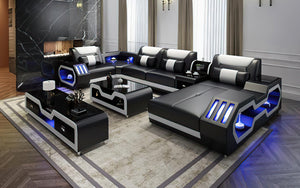 Omont Modern Leather Sectional with Console | Futuristic Furniture