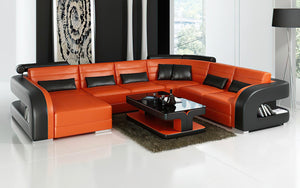 Hennessey Modern U-Shape Leather Sectional