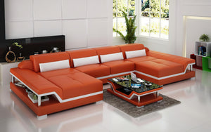 Taliya Small Modern U-Shape Leather Sectional