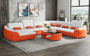 Aumin Modern Leather Sectional with Chaise