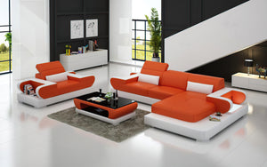 Ezrael Mini Modern Leather Sectional with Chaise