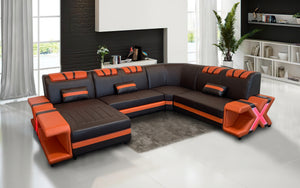 Vanessa Modern Leather U-Shape Sectional